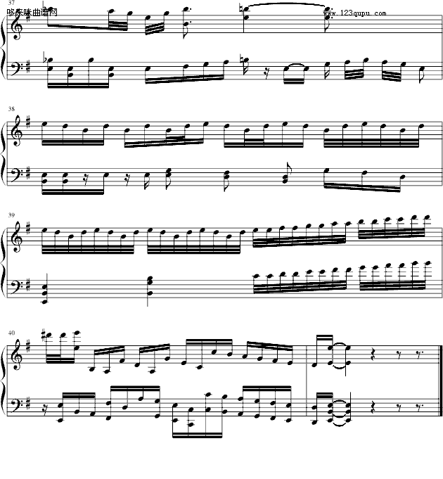 《火影忍者》原声音乐《激と撃》钢琴版-火影忍者钢琴曲谱（图5）