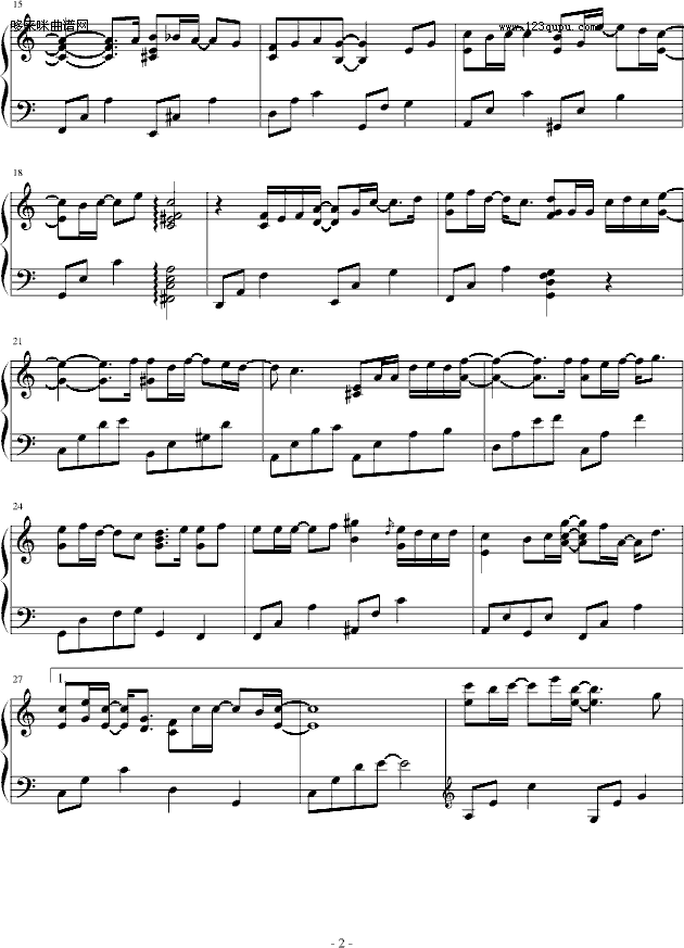《皇太子的的初恋》插曲——花海-影视钢琴曲谱（图2）