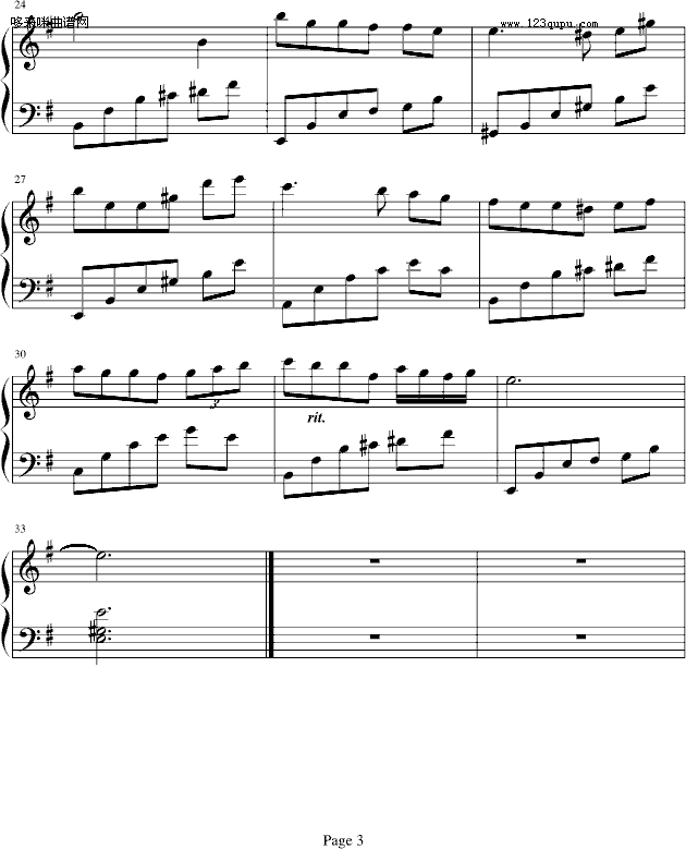月夜随想-流不进海的泉钢琴曲谱（图3）