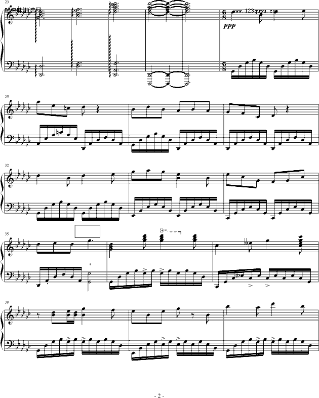 夜-心兰钢琴曲谱（图2）