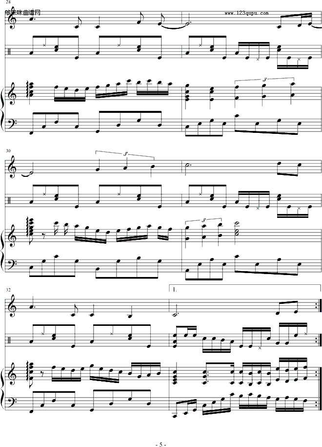 感恩节-雪凌球钢琴曲谱（图5）