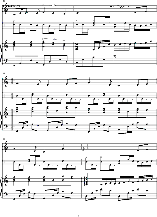 感恩节-雪凌球钢琴曲谱（图3）