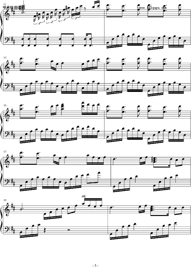 不死の爱-∮亞→薩∮钢琴曲谱（图5）