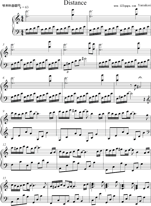 Distance-xs0713钢琴曲谱（图1）