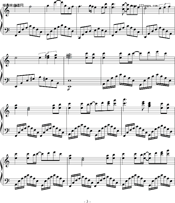 秋日泪痕-∮亞→薩∮钢琴曲谱（图3）
