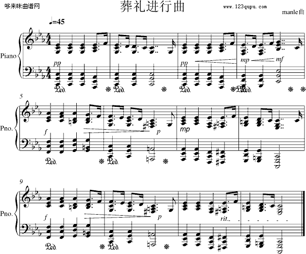葬礼进行曲-manle钢琴曲谱（图1）