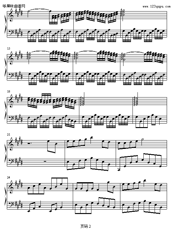 秋风伥晚-曉``妖姬钢琴曲谱（图2）