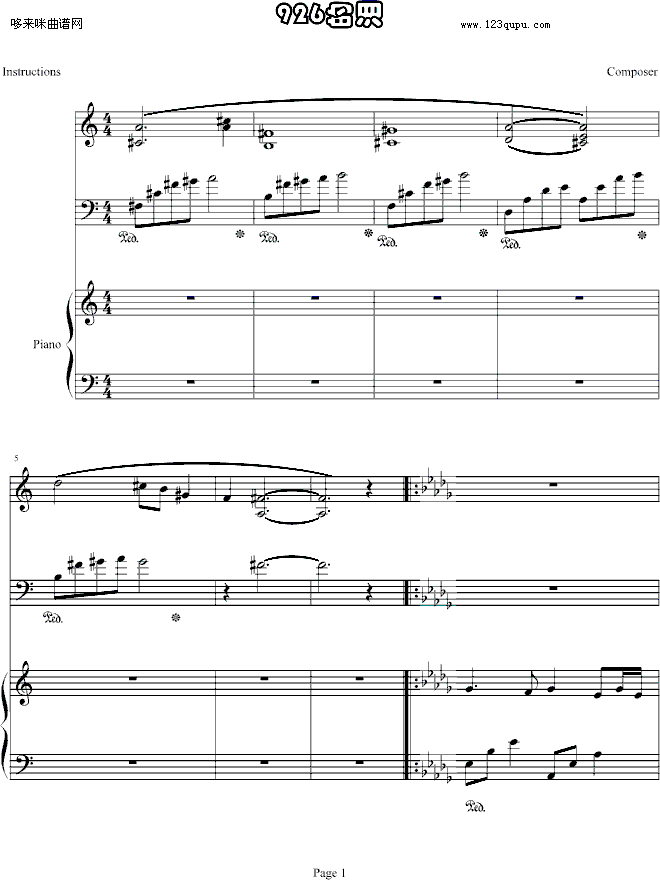 926的泪-哈迪钢琴曲谱（图1）