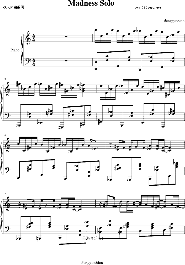 Madness solo-海上钢琴师钢琴曲谱（图1）