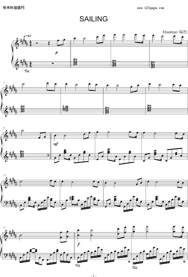 Sailing-Rod Stewart钢琴曲谱（图1）