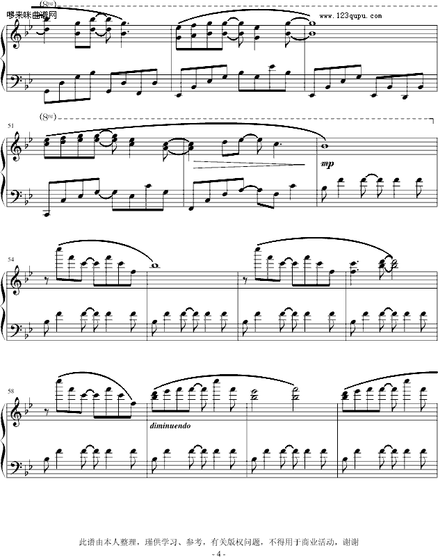 阿甘正传-影视钢琴曲谱（图4）