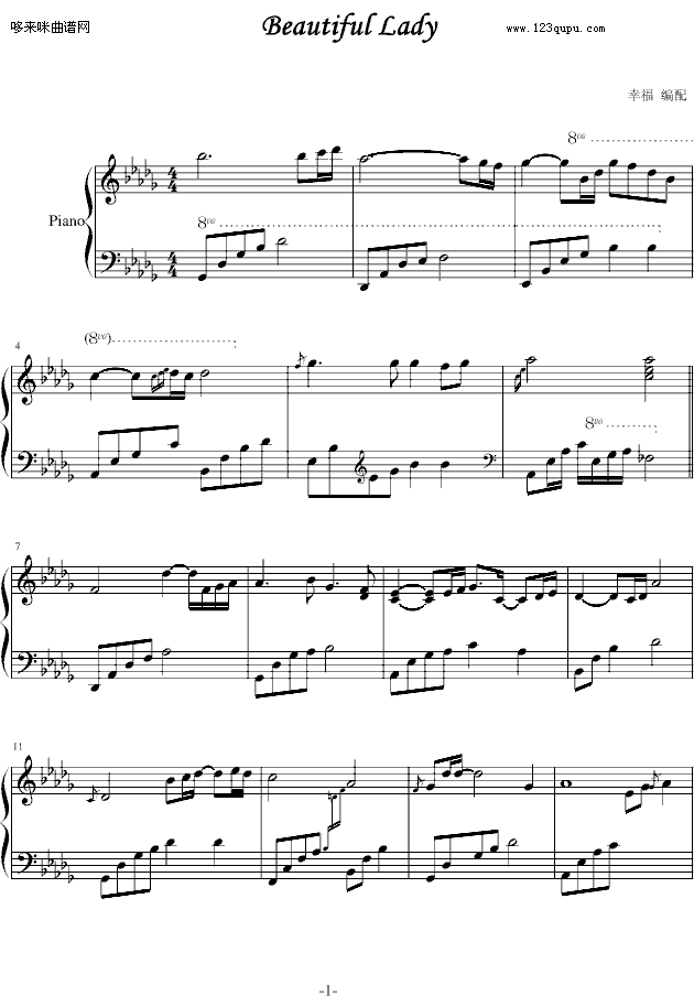 Beautiful Lady-The Daydream钢琴曲谱（图1）