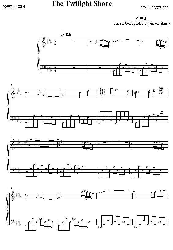 The Twilight Shore-久石让钢琴曲谱（图1）