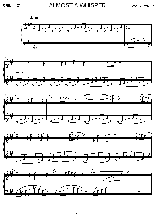 Almost a Whisper-雅尼钢琴曲谱（图1）
