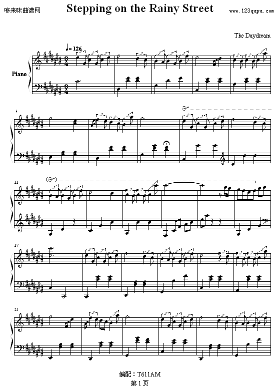 Stepping on the Rainy Street-The Daydream钢琴曲谱（图1）