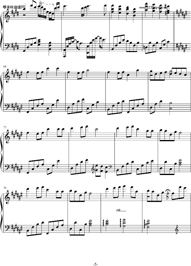 知足-五月天钢琴曲谱（图5）