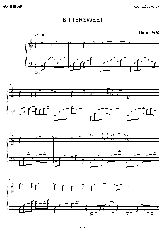 Bittersweet-Kevin Kern钢琴曲谱（图1）