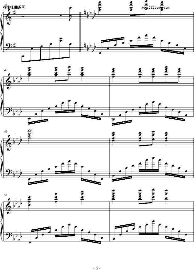 飘摇-幸福版-周迅钢琴曲谱（图5）