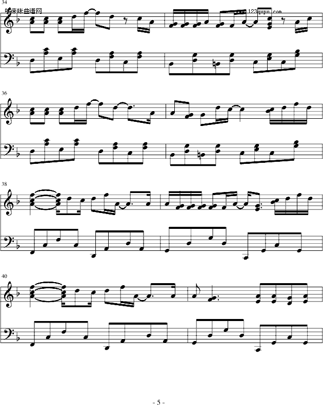 吻别-(正式原调版)-张学友钢琴曲谱（图5）