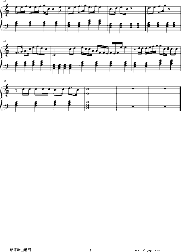 情歌-（简易版）)-侧田钢琴曲谱（图3）