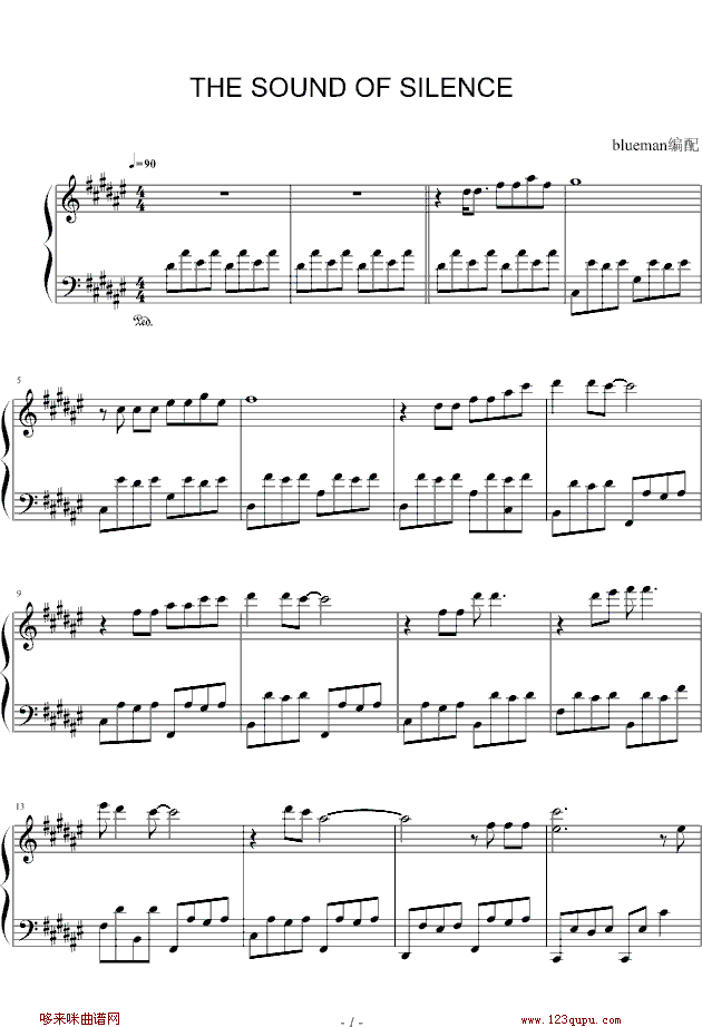 The Sound of Silence-(寂静之声)-保罗西蒙钢琴曲谱（图1）