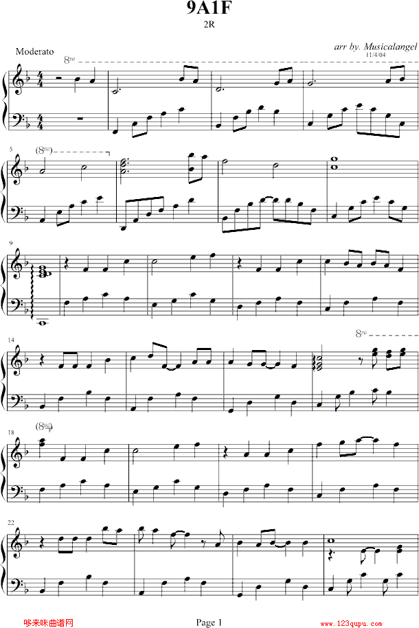 9A1F-2R钢琴曲谱（图1）