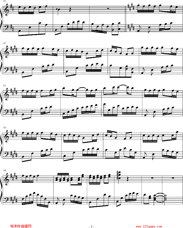 天堂-无奈钢琴曲谱（图3）
