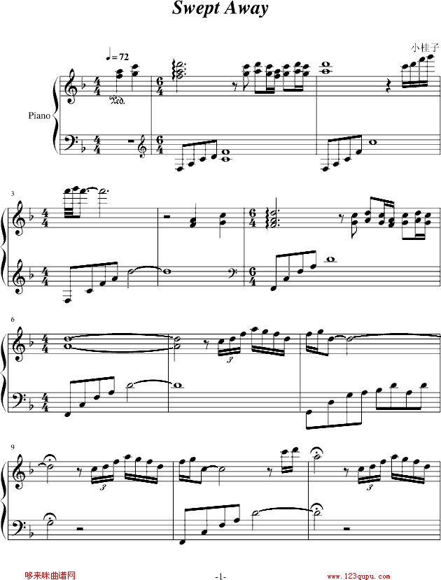 Swept Away-雅尼钢琴曲谱（图1）