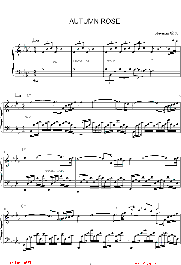 Autumn Rose-Ernesto Cortazar钢琴曲谱（图1）