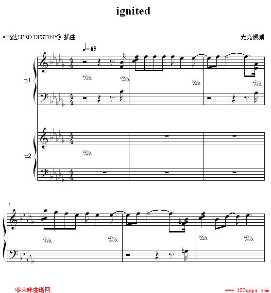 ignited-Gundam Seed钢琴曲谱（图1）