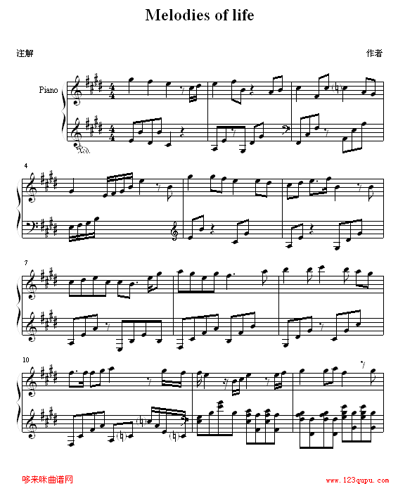 melodies of lifes-最终幻想钢琴曲谱（图1）