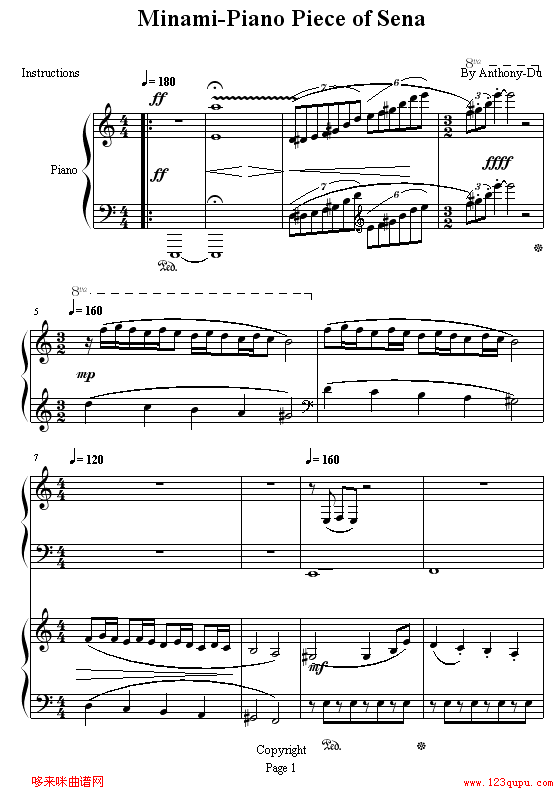 MINAMI-悠长假期钢琴曲谱（图1）