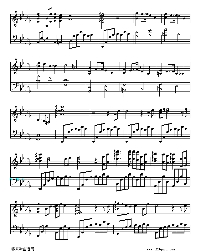 幽灵公主片尾曲钢琴曲谱（图3）