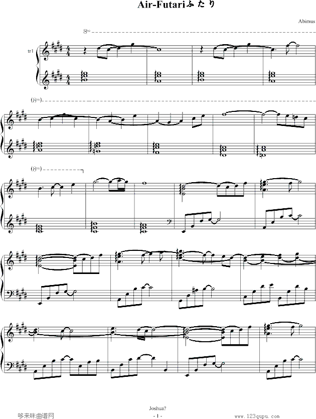 Air-Futariふたり钢琴曲谱（图1）