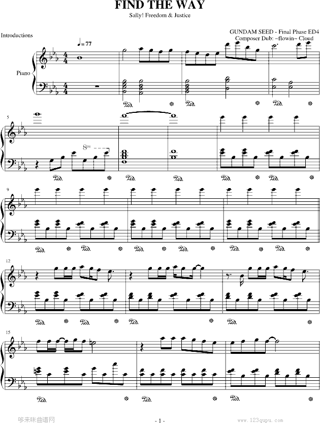 FIND THE WAY-Gundam Seed钢琴曲谱（图1）