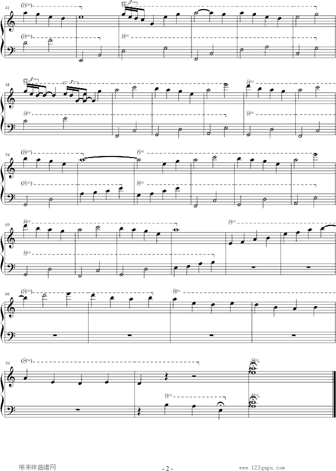 Naruto插曲-火影忍者钢琴曲谱（图2）