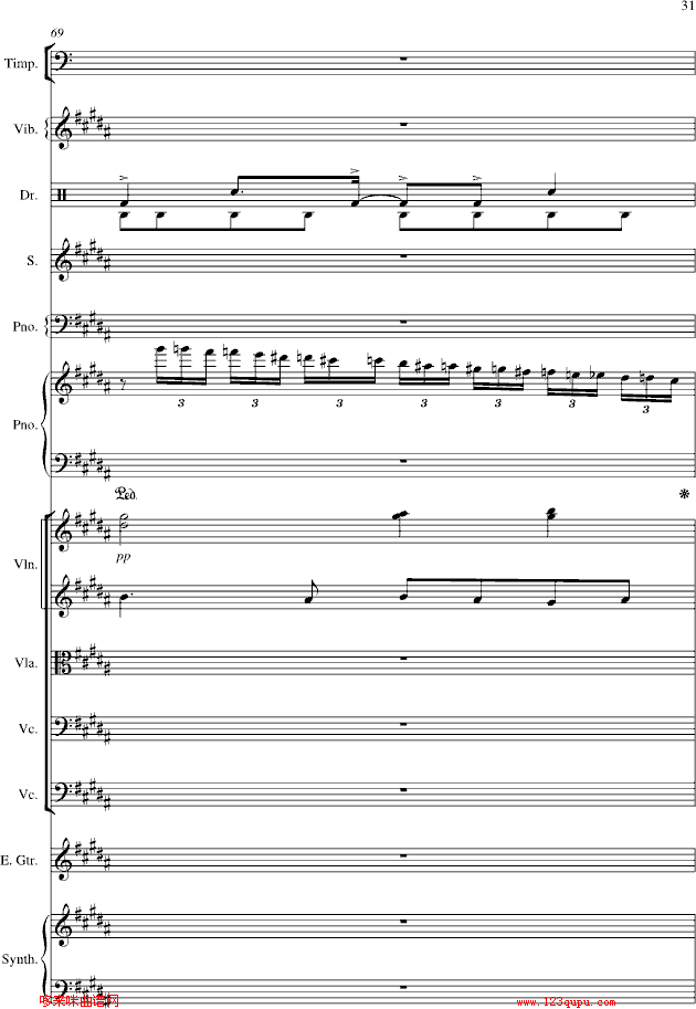 夜的第七章-总谱-manle版-周杰伦钢琴曲谱（图31）