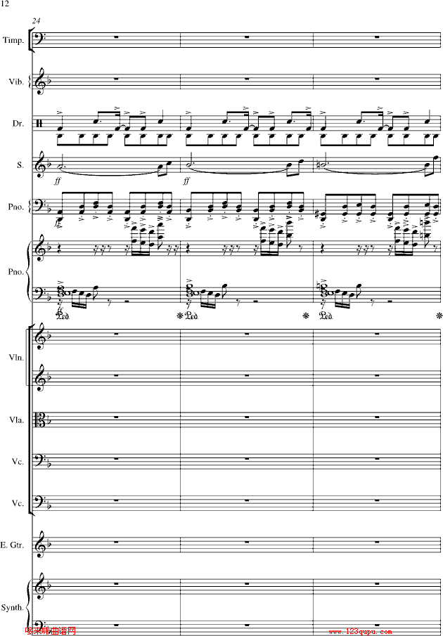 夜的第七章-总谱-manle版-周杰伦钢琴曲谱（图12）