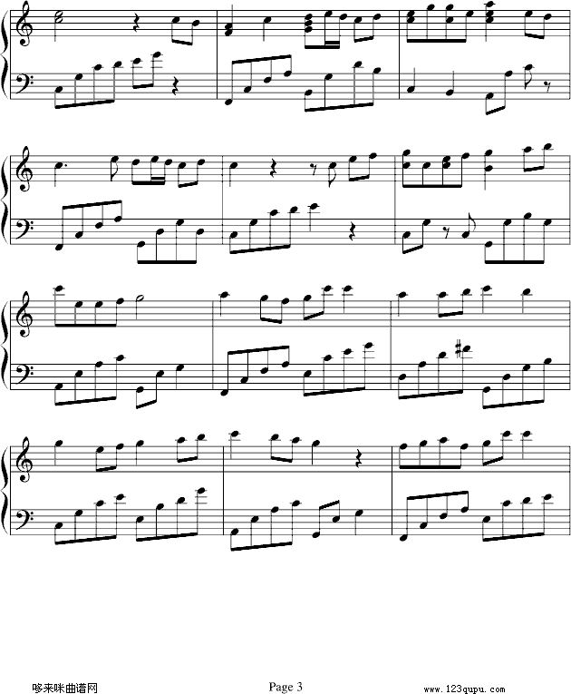 暖暖-(C调简单版)-梁静茹钢琴曲谱（图3）