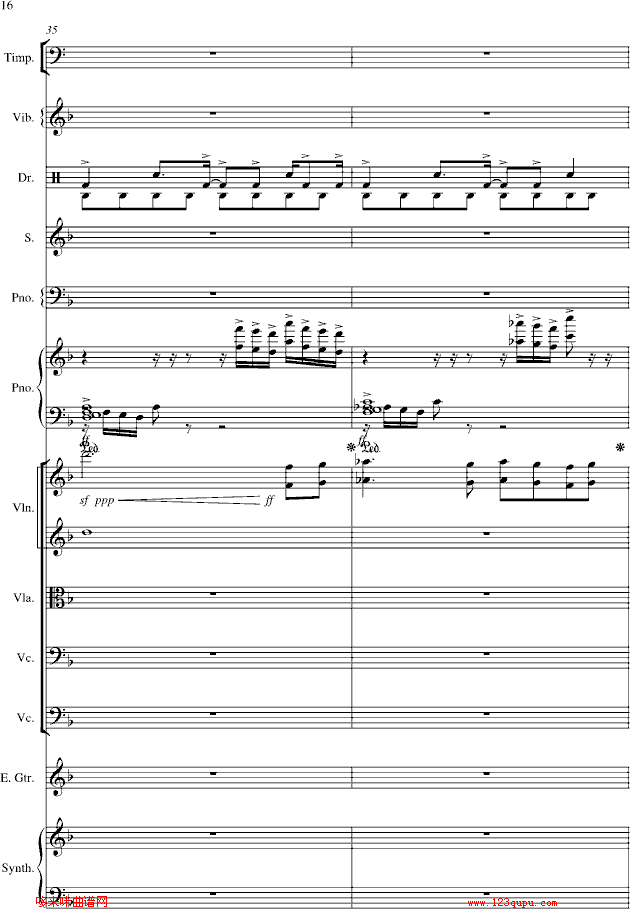夜的第七章-总谱-manle版-周杰伦钢琴曲谱（图16）