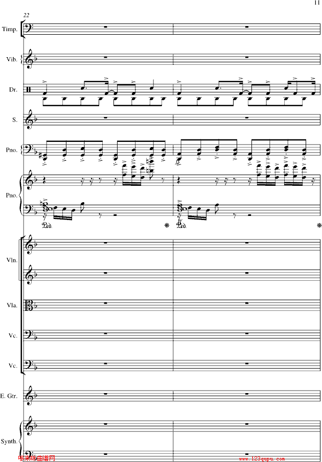 夜的第七章-总谱-manle版-周杰伦钢琴曲谱（图11）