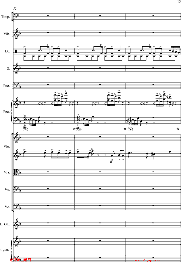 夜的第七章-总谱-manle版-周杰伦钢琴曲谱（图15）