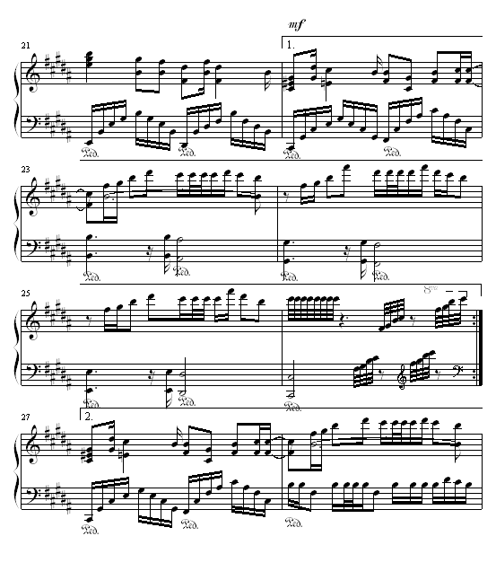 发如雪(修改版)-周杰伦钢琴曲谱（图3）