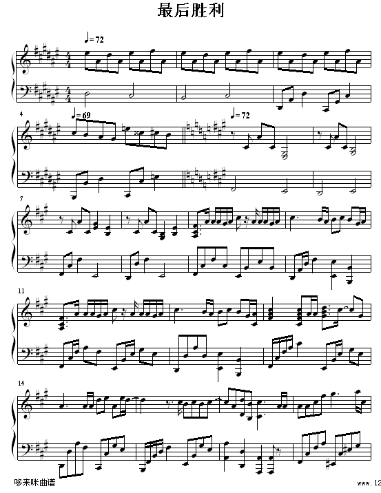 最后胜利-容祖儿钢琴曲谱（图1）