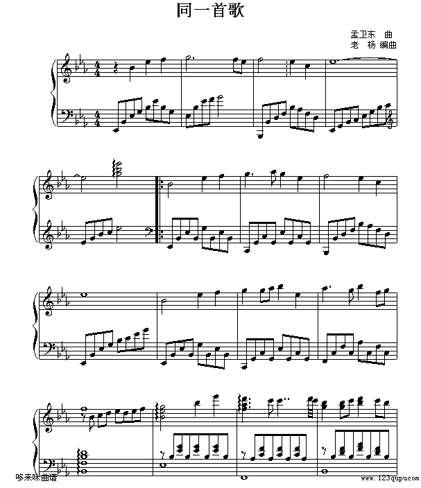 同一首歌-毛阿敏钢琴曲谱（图1）