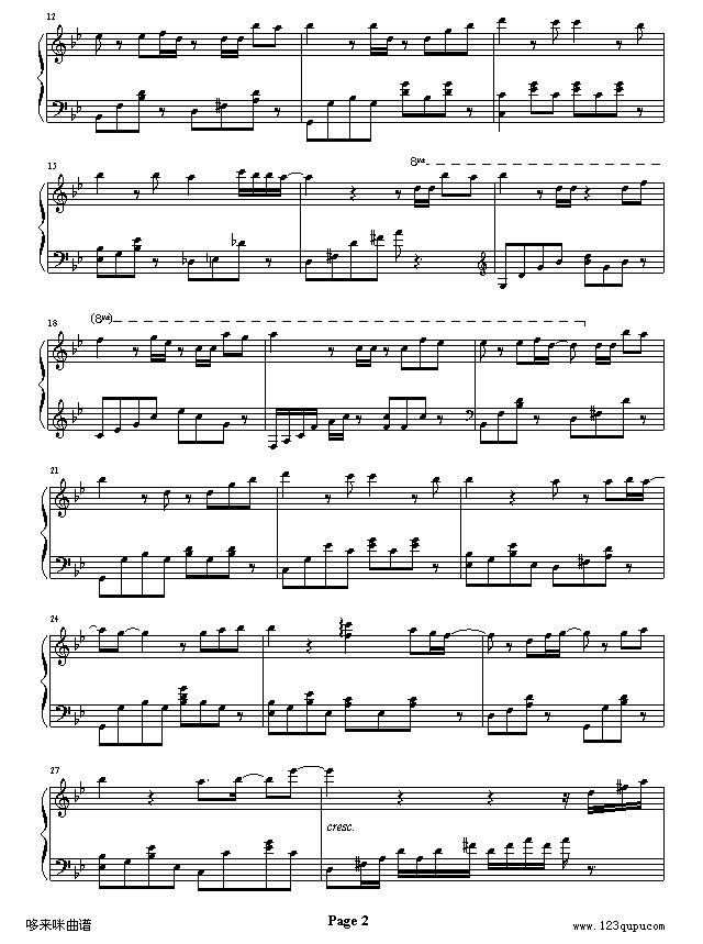 月半小夜曲-李克勤钢琴曲谱（图2）