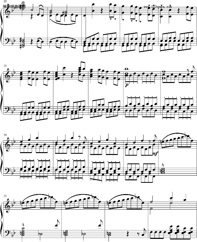 莫扎特第四十号交响曲（第一乐章）-莫扎特钢琴曲谱（图2）