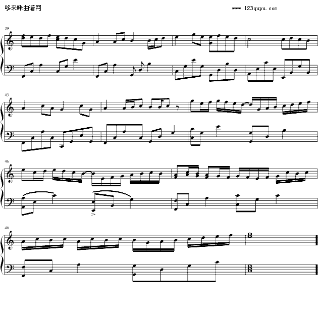 卡农最简版野蛮女友-帕赫贝尔-Pachelbel钢琴曲谱（图2）