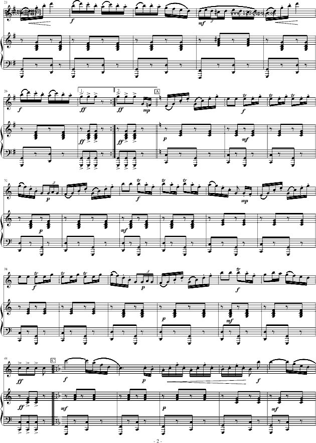 单簧管波尔卡-普罗修斯卡钢琴曲谱（图2）