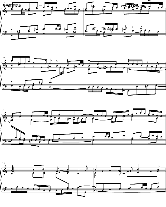 戈原-巴赫Fuga I(BWV 846-2)-巴赫钢琴曲谱（图3）